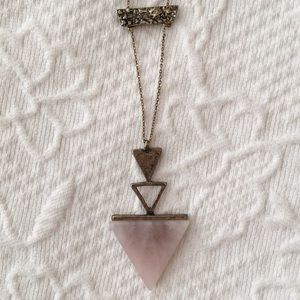 Beautiful pink marble triangle necklace